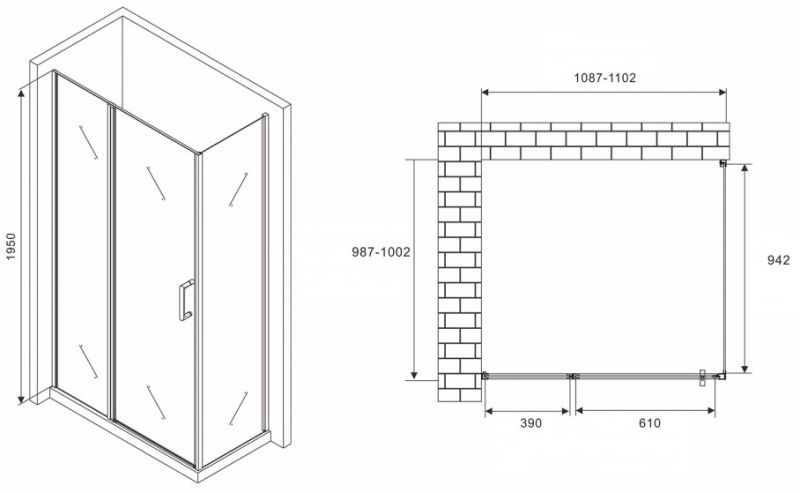 Душевой уголок ABBER Sonnenstrand 110x100см чёрный AG04110BS-S100B