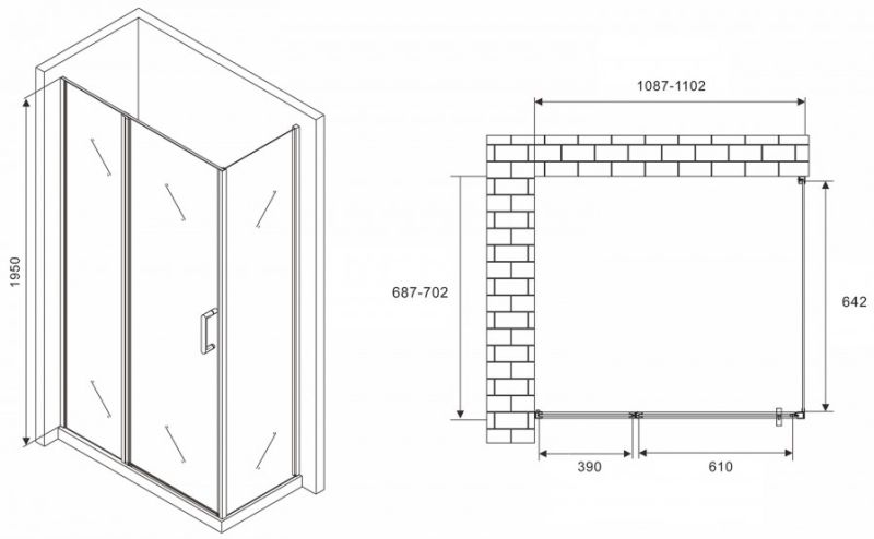 Душевой уголок ABBER Sonnenstrand 110x70см чёрный AG04110BS-S70B