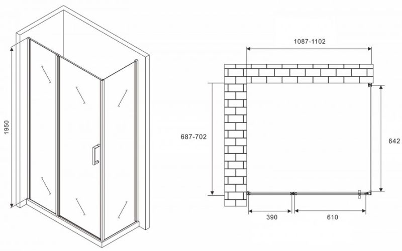 Душевой уголок ABBER Sonnenstrand 110x70см хром AG04110S-S70