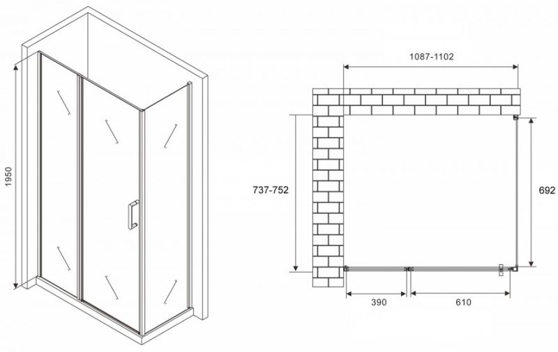 Душевой уголок ABBER Sonnenstrand AG04110S-S75 110x75см хром