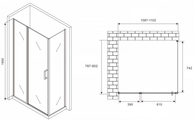 Душевой уголок ABBER Sonnenstrand 110x80см хром AG04110S-S80