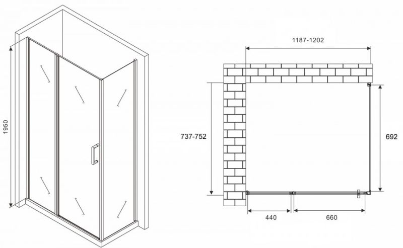 Душевой уголок ABBER Sonnenstrand AG04120BS-S75B 120x75см чёрный