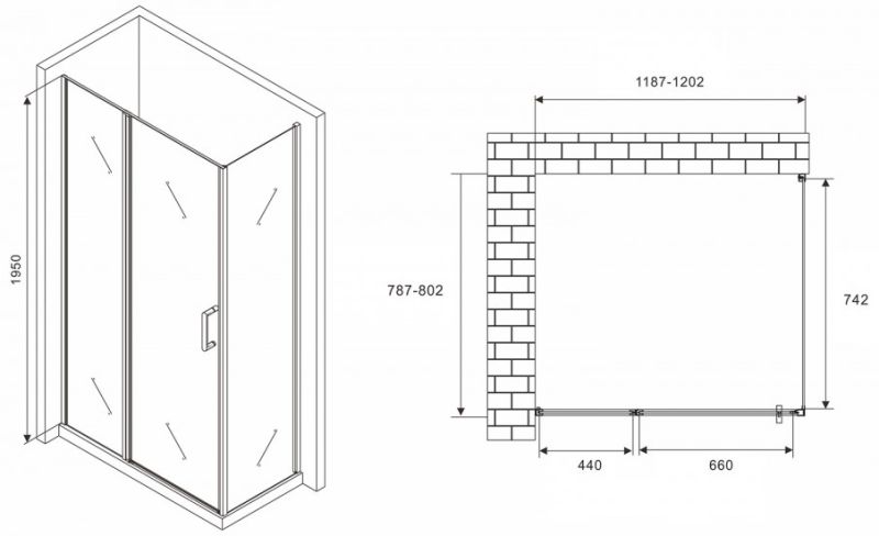 Душевой уголок ABBER Sonnenstrand 120x80см чёрный AG04120BS-S80B
