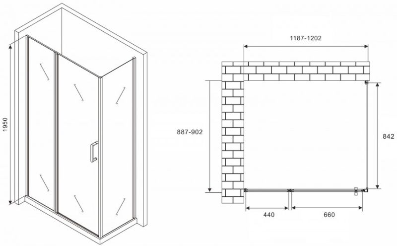 Душевой уголок ABBER Sonnenstrand 120x90см чёрный AG04120BS-S90B