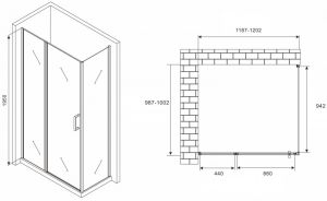 Душевой уголок ABBER Sonnenstrand AG04120MS-S100M 120x100см хром