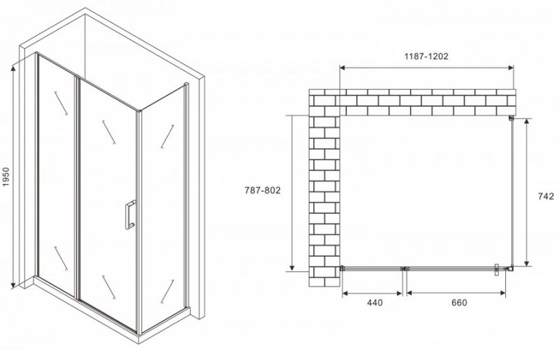 Душевой уголок ABBER Sonnenstrand AG04120MS-S80M 120x80см хром