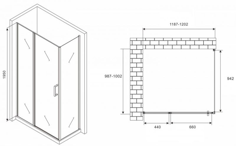 Душевой уголок ABBER Sonnenstrand 120x100см хром AG04120S-S100