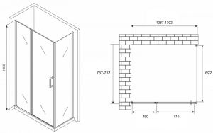 Душевой уголок ABBER Sonnenstrand AG04130S-S75 130x75см хром