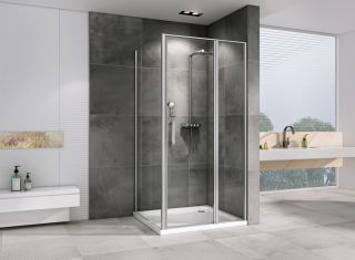 Душевой уголок ABBER Schwarzer Diamant AG04140S-S80 140x80 см профиль хром стекло прозрачное