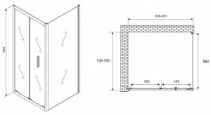 Душевой уголок ABBER Sonnenstrand AG07090B-S75B 90x75см чёрный
