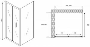 Душевой уголок ABBER Sonnenstrand AG07100-S75 100x75см хром