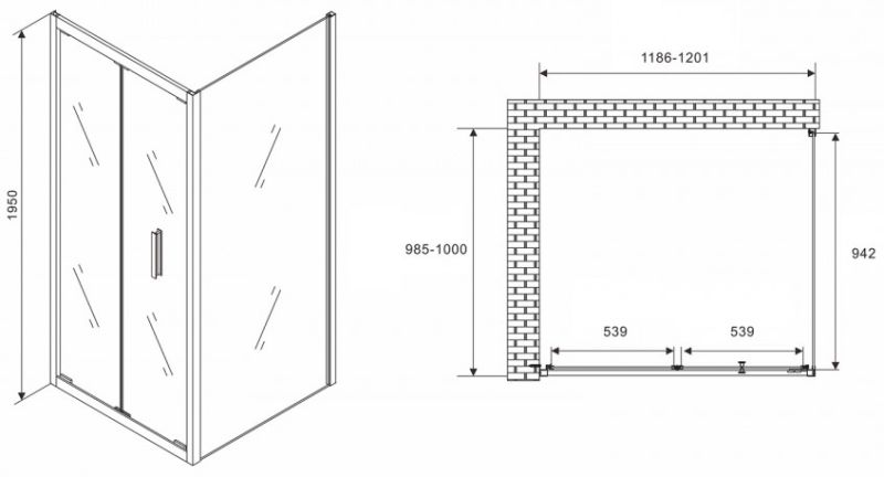 Душевой уголок ABBER Sonnenstrand 120x100см хром AG07120-S100