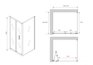 Душевой уголок ABBER Sonnenstrand AG07120-S85 120x85 см профиль хром стекло прозрачное