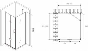 Душевой уголок ABBER Zart AG08070P-S101 70x100см хром