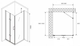 Душевой уголок ABBER Zart AG08090P-S101 90x100см хром