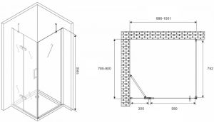 Душевой уголок ABBER Zart 100x80см хром AG08100-S81