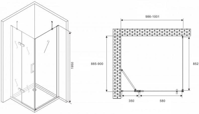 Душевой уголок ABBER Zart 100x90см хром AG08100-S91