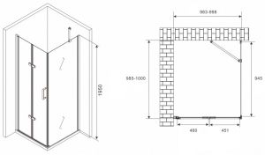 Душевой уголок ABBER Zart AG08100P-S101 100x100см хром
