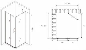 Душевой уголок ABBER Zart AG08100P-S81 100x80см хром