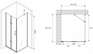 Душевой уголок ABBER Zart AG08100P-S91 100x90см хром