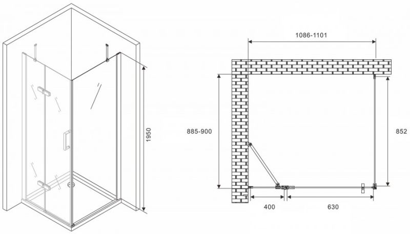 Душевой уголок ABBER Zart 110x90см хром AG08110-S91