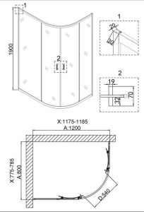 Душевой уголок Niagara NG-6421-08 GOLD 120x80см золото/прозрачное
