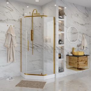 Душевой уголок Niagara NG-6434-08 GOLD 100x100см золото/прозрачное