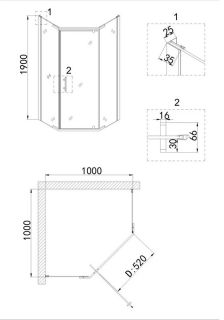 Душевой уголок Niagara NG-6434-08 GOLD 100x100см золото/прозрачное