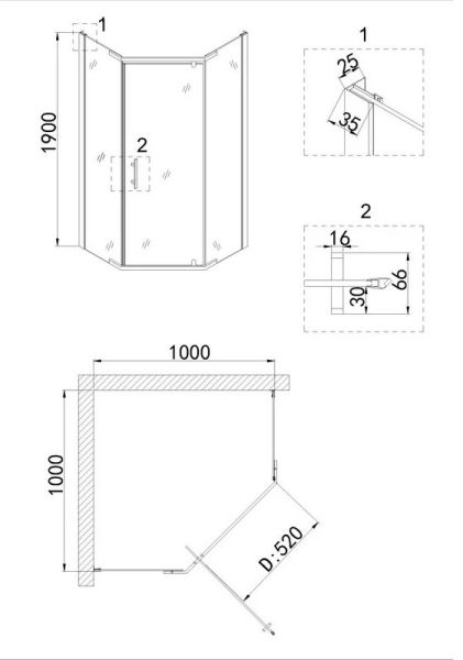 Душевой уголок Niagara NG-6434-08 GOLD 100x100см золото/прозрачное