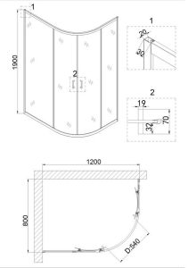Душевой уголок Niagara NG-6621-08 120x80см хром/прозрачное