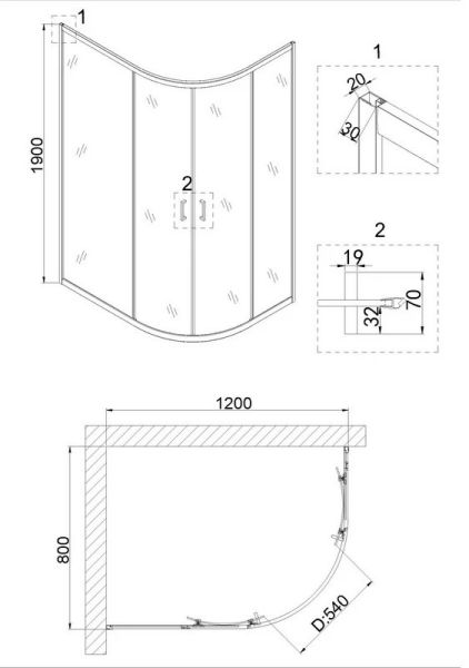 Душевой уголок Niagara NG-6621-08 120x80см хром/прозрачное