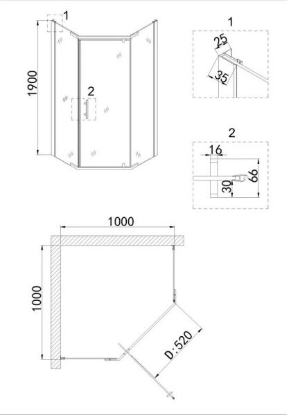 Душевой уголок Niagara NG-6634-08 100x100см хром/прозрачное