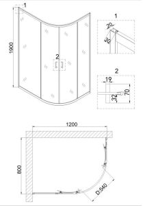 Душевой уголок Niagara NG-6821-08 BLACK 120x80см чёрный/прозрачное