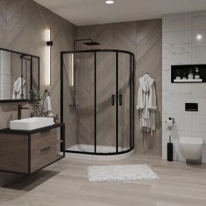 Душевой уголок Niagara NG-6821-08 BLACK 120x80см чёрный/прозрачное