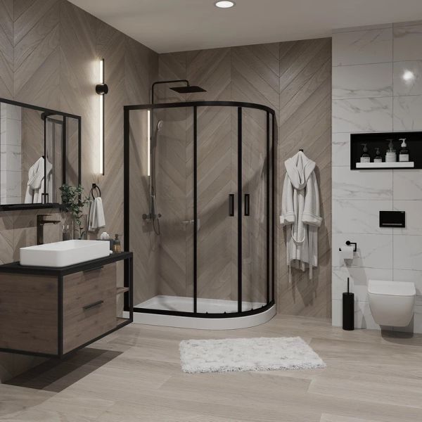 Душевой уголок Niagara NG-6821-08 BLACK 120x80см чёрный/прозрачное
