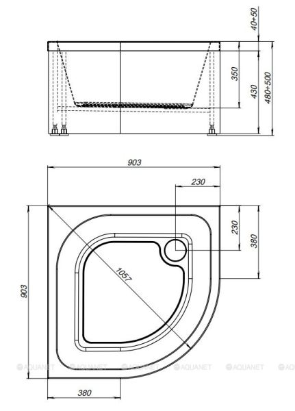 Душевой поддон Aquanet Optimal 293357 90x90 см белый