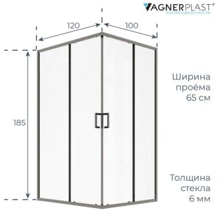 Душевой уголок VagnerPlast VPSC120100185TA1CH 120х100 см хром