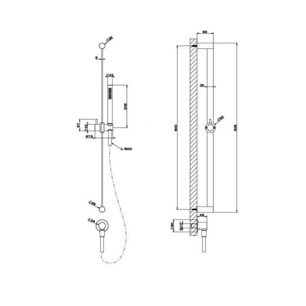 Душевой гарнитур Gessi 316 54045.239 брашированная сталь