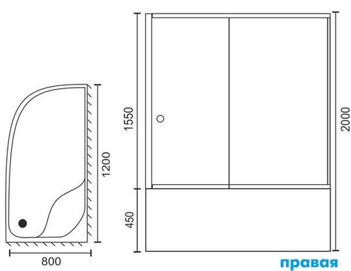 Душевой уголок Royal Bath BK 120x80см правый хром RB8120BK-T-CH-R