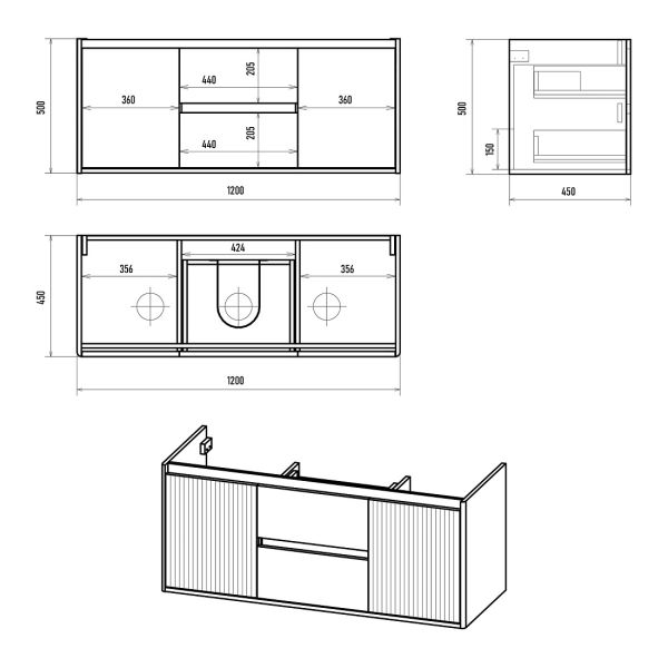 Подвесная тумба под раковину Brevita Wine 75 Win-09120-01-01-2Я белый