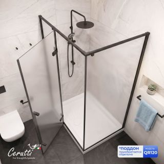 Душевой уголок Ceruttispa C1AF L 120x90 см профиль чёрный стекло матовое