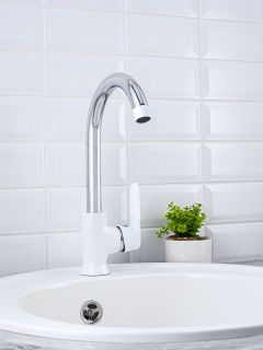 Смеситель для кухни РМС SL123W-017F хром/белый Смеситель для кухни РМС SL123W-017F хром/белый