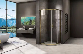 Душевое ограждение Good Door Jazz R-90-C-G 90*90 профиль золото, стекло прозрачное