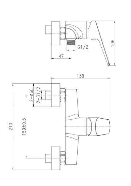 Смеситель Cersanit FLAVIS 63036 для душа