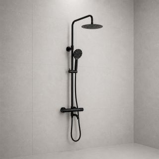 Душевая стойка WasserKRAFT Muritz Thermo 98101.258.339MB с термостатическим смесителем чёрный матовый