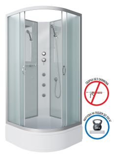 Душевая кабина Niagara NG-3302-14BKG с гидромассажем 100x100см серебро/матовое