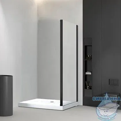 Боковая панель Veconi KP-03B, 700х1950 черный, стекло прозрачное