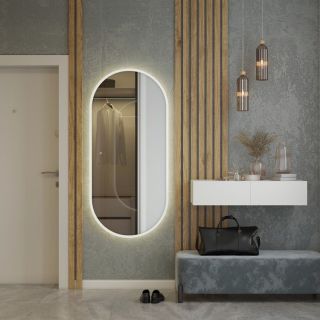 Зеркало с тёплой подсветкой Art&Max Bari 70x150см белый матовый AM-Bar-700-1500-DS-C-White Зеркало с тёплой подсветкой Art&Max Bari 70x150см белый матовый AM-Bar-700-1500-DS-C-White