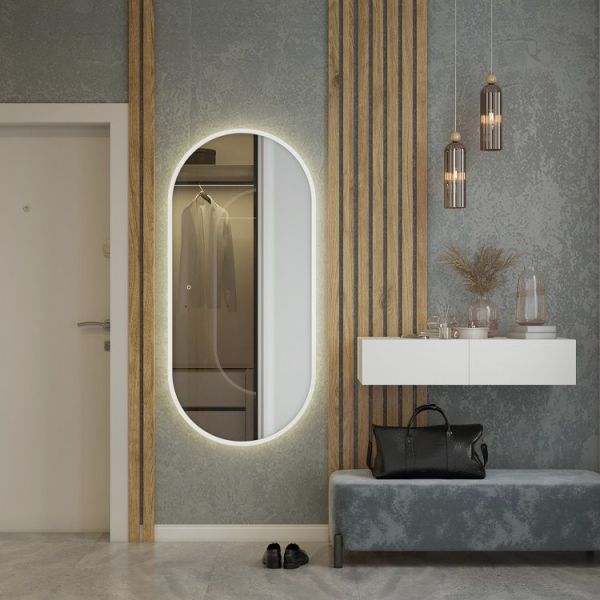 Зеркало с тёплой подсветкой Art&Max Bari 70x150см белый матовый AM-Bar-700-1500-DS-C-White