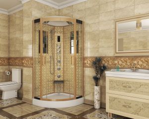 Душевая кабина Niagara NG-7715G с гидромассажем 90x90см золото/прозрачное